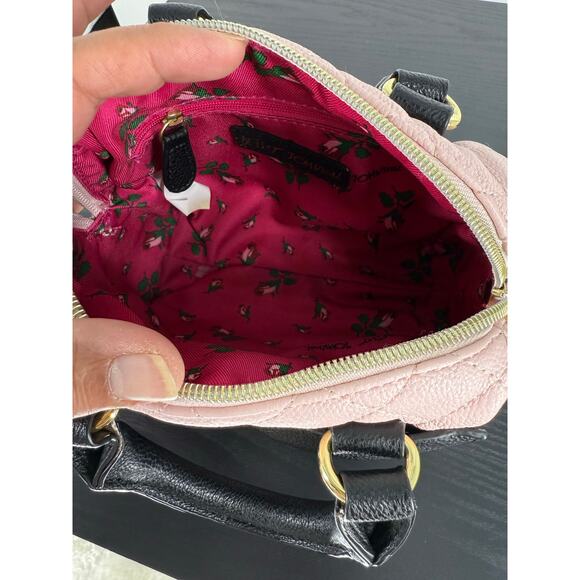 Betsey Johnson Quilted Mini Top Handle Handbag with Bow in Pink - Picture 6 of 13
